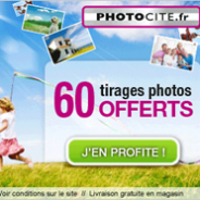 PHOTOCITE : Offre de bienvenue avec 60 tirages photo gratuits