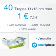 SMARTPHOTO : Offre de 40 tirages photo pour 1 euro